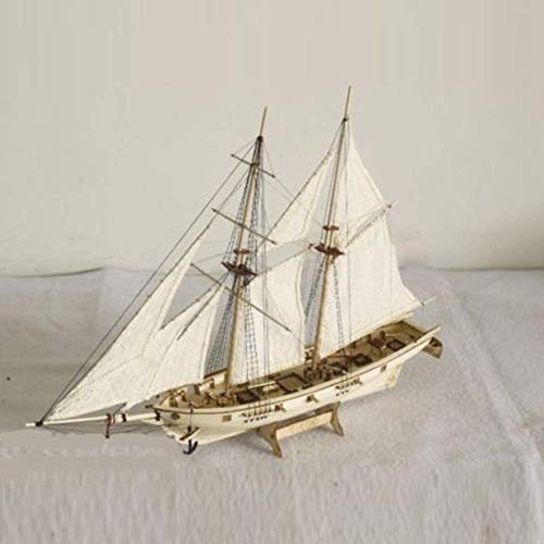 HAPYLY Scale DIY Hobby Wooden Ship Science Equipmen Assembly Model Boat Kits Sailing Boat Kit Decor Toy Gift (1:100) - size: 1:100
