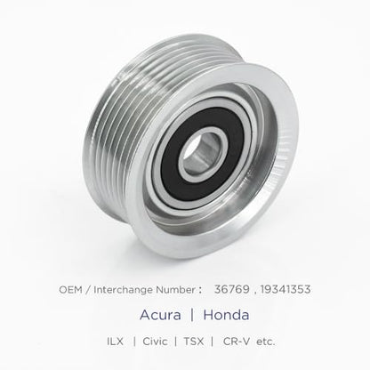 Belt Idler Pulley, 36769 Belt Tensioner Pulley for Select Honda, Acura Models as ILX, TSX, CR-V, Civic, etc. 19341353 Automotive Replacement Idler Pulley Kit by KeeRoarin - size: 36769 - HONDA
