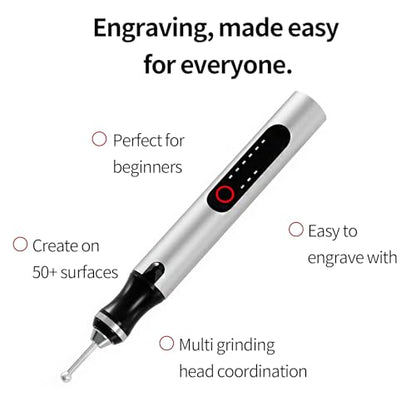 Wireless Engraving Pen Kit - Precision Tool for Artists & DIY | Engrave Jade, Wood, Metal, Polish Phone Chips | Smooth & Powerful with,engraver wood carving tool engraving machine！ (Silver + Black) - color: Silver