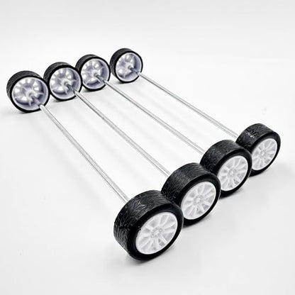 20PCS Small Toy Car Wheel 18mm Model Car Mini Rubber Tire Wheels with 10PCS Shaft Round Rod Axles for DIY Model Toy RC Car Truck Robot Building Accessories (White 2x18mm) - style: White 2x18mm