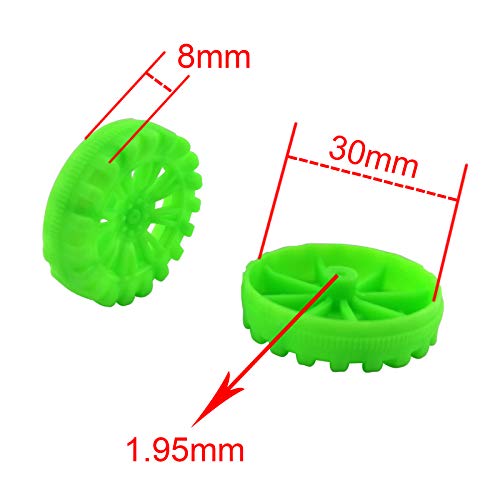 EUDAX 30mmx8mm Plastic Roll 2mm Dia Shaft Toys Wheel and 2mmx100mm STEM Shaft Round Rod Axles for DIY Toy RC Car Truck Boat Helicopter Model Part (Green, 100pcs) - color: Green, size: 100pcs