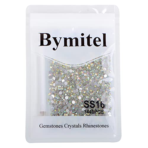 1440PCS Art Nail Rhinestones Non Hotfix Glue Fix Round Crystals Glass Flatback for DIY Jewelry Making with one Picking Pen (ss16 1440pcs, Crystal AB) - color: Crystal AB, size: ss16 1440pcs