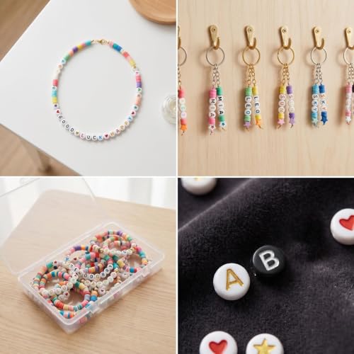 4 Styles 1000 PCS Letter Beads Kit, Alphabet Beads with Star and Heart Beads for Bracelets, DIY Jewelry Making and Craft