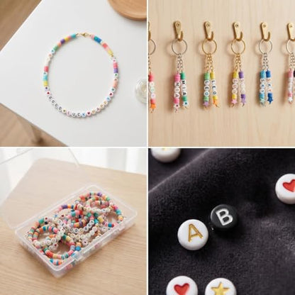 4 Styles 1000 PCS Letter Beads Kit, Alphabet Beads with Star and Heart Beads for Bracelets, DIY Jewelry Making and Craft