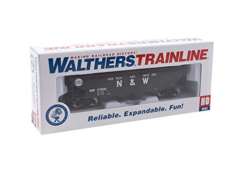 Walthers Trainline 40' Offset Quad Hopper with Metal Wheels Ready to Run N&W - style: Norfolk & Western (black; Block N&W, Hamburger Logo)