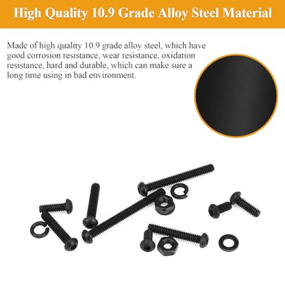 105 Pieces M2 x 16mm Button Head Socket Cap Screws, Thread Pitch 0.4mm, Sutemribor M2 Black Screws, 10.9 Grade Alloy Steel, Black Oxide Finish, Fully Threaded - size: M2 x 16mm, style: Button Head