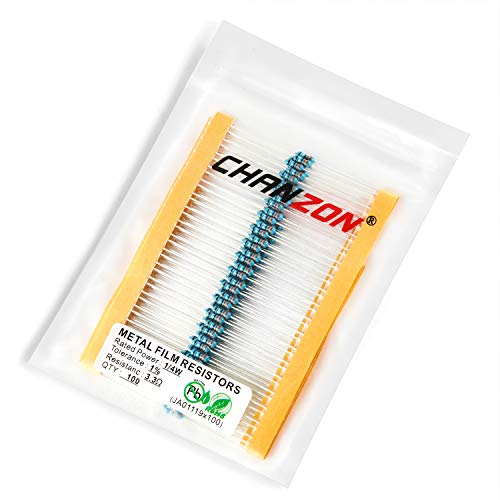 Chanzon 100pcs 1/4W (0.25W) 3.3 Ω ohm Metal Film Fixed Resistor - size: [1-4ZC01] 3.3 ohm