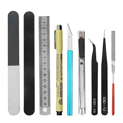 12Pcs Modeler Basic Tools Craft Set Gundam Model Tools Kit Hobby Building Tool Kit for Model Assemble Building Repairing and Fixing DIY Craft Kit