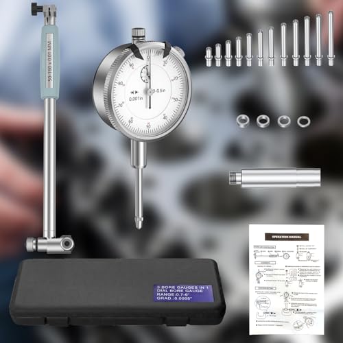 HDLNKAK Dial Indicator Bore Gauges Set with 2"-6" Range, 0.001" Accuracy - color: White