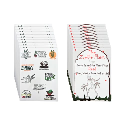 Zombie Plant Party Pack 10 Seed Packets + 10 Sticker Sheets | Grow the Surprising Plant that 'Plays Dead' on Touch | Great for Parties, Classrooms & Gifts