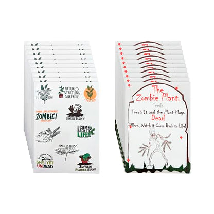 Zombie Plant Party Pack 10 Seed Packets + 10 Sticker Sheets | Grow the Surprising Plant that 'Plays Dead' on Touch | Great for Parties, Classrooms & Gifts