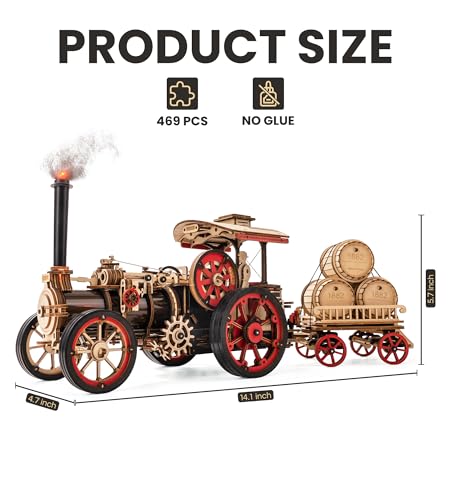 3D Wooden Puzzles for Adults, Steam Locomotive Model Cars Kits for Adults, 3D Wood Puzzle Adult, Valentines Day Gift Model Building Kits, Train/Hobbies/Crafts