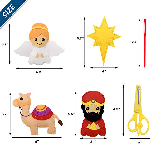 CiyvoLyeen Kids Sewing Kit Crafts – DIY Nativity Scene Christmas Ornament Sewing Set for Girls & Boys Beginner Craft Kit for Kids - color: Thank Jesus-11Pcs