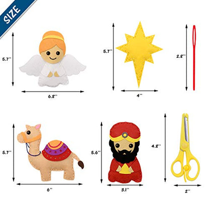 CiyvoLyeen Kids Sewing Kit Crafts – DIY Nativity Scene Christmas Ornament Sewing Set for Girls & Boys Beginner Craft Kit for Kids - color: Thank Jesus-11Pcs