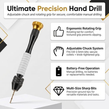 Pin Vise Hand Drill Manual With 22pcs Micro Drill Bits Set