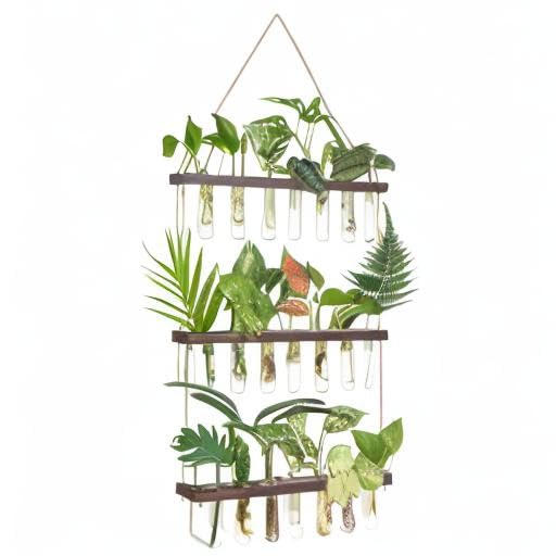 Mkono Plant Propagation Station, 3 Tier Large Brown Wall Hanging Vase Tubes - color: Brown, size: Large