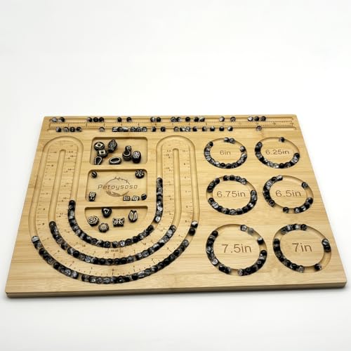 Petoysoso Bead Board for Jewelry Making, Bamboo Beading Board for Jewelry Bracelet Making, Bracelet Bead Board, Beading Trays Jewelry Design Mats for Bracelet, Necklace, Jewelry Making 15x11.5x0.5 in - size: Necklace-L