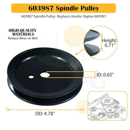 2 Pack 604214 Spindle with 603987 Pulley Belt for Hustler 42" Decks - size: 2x604214B