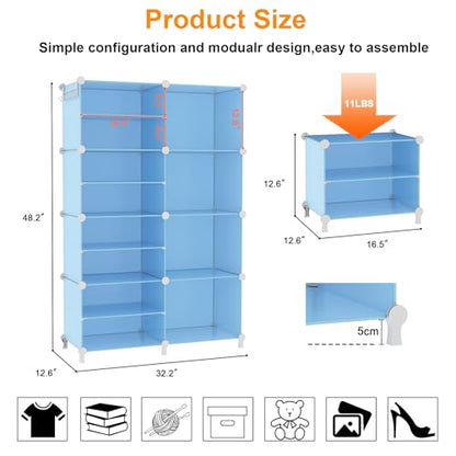 AWTATOS Closet Organizer 8 Cube Storage Shelves, Blue - color: Blue