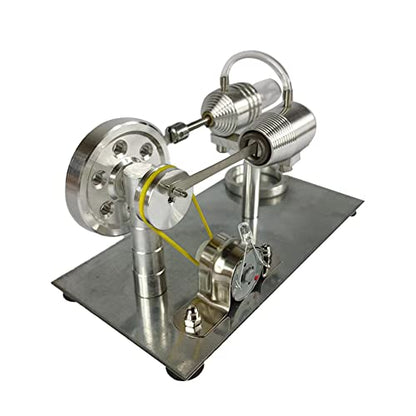 Qing Shuang Stirling Engine steam Engine Physics Experiment Popular Science Invention Toy Model Motor Model Educational Toy Generator Colorful LED, Silver, LxWxH 6.45×3.3×3.8