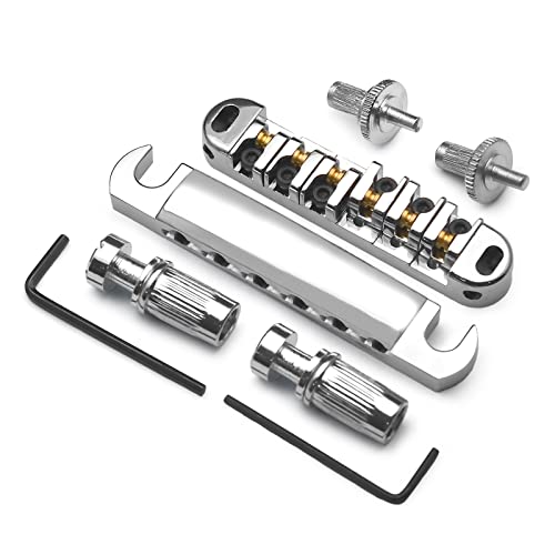 SAPHUE ABR-1 Style Tune-o-matic Bridge Tailpiece Roller Saddle Bridge for GB LP Gear Replacement (Chrome) - color: Chrome