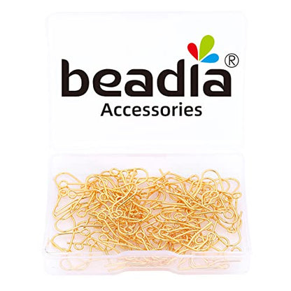 BEADIA 18K Gold Plated Earring Hooks 12x15mm 100pcs for Jewelry Making Findings - size: Hooks 5# 12x15mm