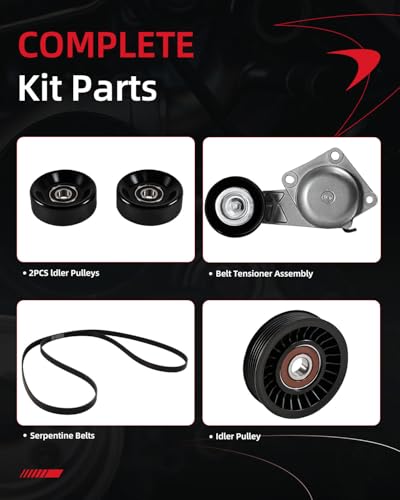 Fordnova Serpentine Belt Drive Kit Tensioner Idler Pulley, OE# 90K-38274A - size: Ford 2005-2014 4.6L 5.4L