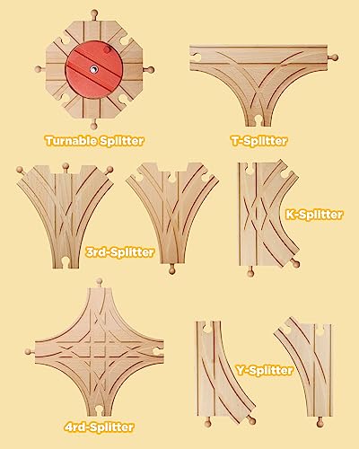 SainSmart Jr. Wooden Train Track 8pcs, Track Expansion Compatible with All Major Brands Toddler Railway Toy Train Set Boys Train Set 3+ - style: Advanced 8