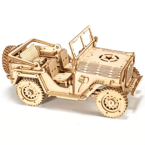 3D Wooden Puzzles for Adults,Wooden Toy for Kids and Adults,Model Building Kit,Educational Brain Teaser,Best Educational Christmas Birthday Day Gift for Friends (Wooden Jeep) - color: Wooden Jeep