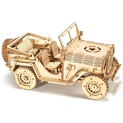 3D Wooden Puzzles for Adults,Wooden Toy for Kids and Adults,Model Building Kit,Educational Brain Teaser,Best Educational Christmas Birthday Day Gift for Friends (Wooden Jeep) - color: Wooden Jeep