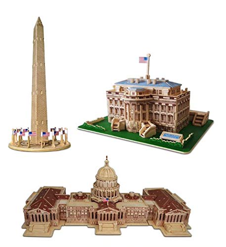 Puzzled Bundle of Famous Sites, 3D Puzzle Construction Kits - 3 Pack