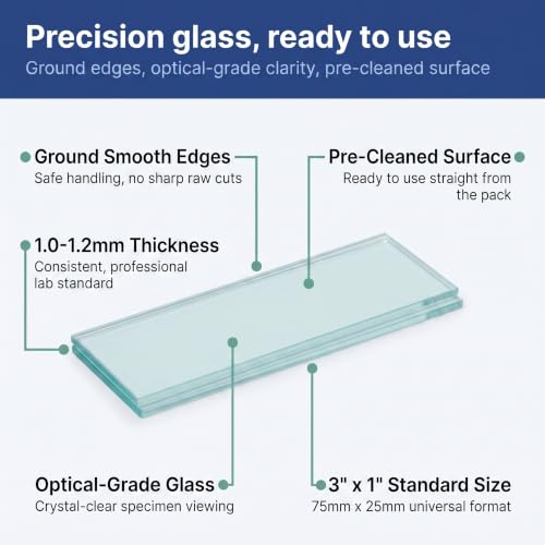 United Scientific™ Microscope Slides, Pre-Cleaned Glass 3"x1", 72 Pack - size: 72 Count (Pack of 1)