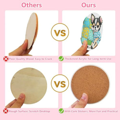 8 PCS Diamond Art Coasters Kit for Adult,Cute Dog Diamond Painting Coaster - color: Dog
