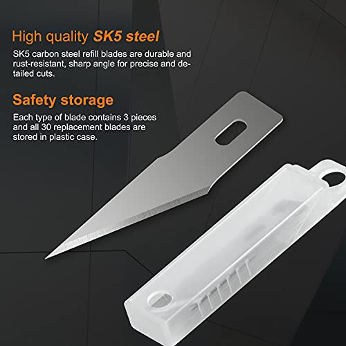 Headley Tools Precision Craft Hobby Knife Set (38pcs) with Wooden Chest, Razor Sharp Knives for Scrapbooking, Art Modeling, Sculpture, Wood&Leather Working- Fine Point, Scoring, Chiseling Blades