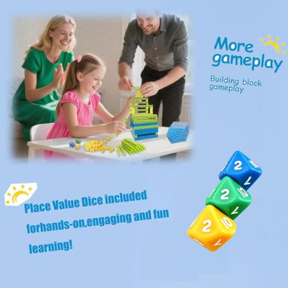 Base Ten Blocks 137 Pcs Base 10 Blocks for Math with 3 Dice