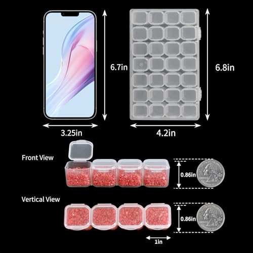 SGHUO Diamond Painting Storage Boxes 3 Pack 28 Grid Plastic Bead Organizer - size: 3pcs