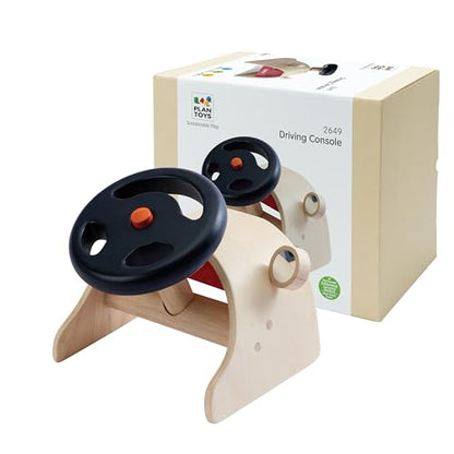 PlanToys® Wooden Driving Console Montessori Kids Pretend Play Dashboard Toy - color: Driving Console