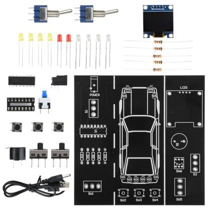 Car Driving Simulation Soldering Practice Kit, DIY Electronics Project Car Driver Simulator Solder Kit with LCD Display & Realistic Lighting Effects for DIY Learning