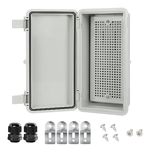 Junction Box IP65 Waterproof Electrical Box Outdoor ABS Plastic Project Box Hinged Shell Universal Enclosure Box with Mounting Plate, Wall Brackets, Cable Glands 7.1" x 3.1" x 2.5" - color: Grey, size: 7.1" x 3.1" x 2.5"