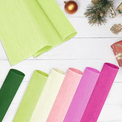 Crepe Paper Streamers 8 Rolls, 10 x 98Inch 8 Pink&Green Colors - color: Pink&Green