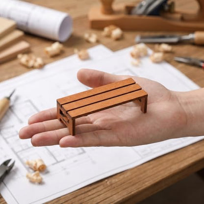 Homoyoyo 3pcs Miniature Wooden Bench Set - Dollhouse Furniture Mini Chairs 1:12 Scale Wooden Park Chair Furniture Accessories for Fairy Garden, Photo Backdrop and Bonsai Landscape Decor
