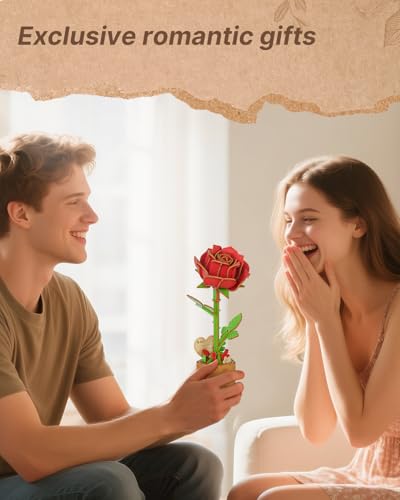 Kaayee 3D Flower Puzzles for Adults-Rose, Wooden Flowers Craft for Adults - color: Rose