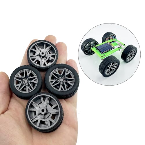 10PCS Model Car Wheels Toy Car Rubber Tire Wheels with Metal Shaft Round Axles for for RC Car Truck Robot DIY Model Toy Wheel Replacement Accessories (2x36mm) - style: 2x36mm