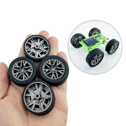10PCS Model Car Wheels Toy Car Rubber Tire Wheels with Metal Shaft Round Axles for for RC Car Truck Robot DIY Model Toy Wheel Replacement Accessories (2x36mm) - style: 2x36mm
