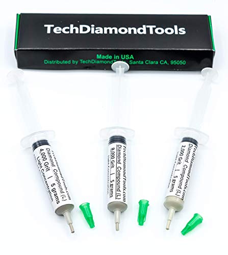 TechDiamondTools Diamond Polishing Paste Kit — 3 Grits (2000, 4000, 8000) | USA Made | Oil-Based Syringes | Progressive Polishing Set for Metal, Glass, Gemstone, Knife, Jewelry | 10% Diamond Powder - size: 2000 4000 8000 Grit, style: Light 10% concentrati