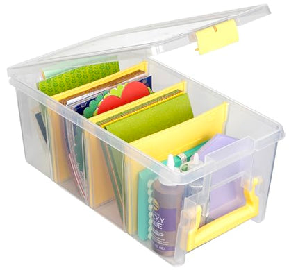 ArtBin Semi Satchel Craft Organizer with 3 Dividers, Yellow Accents - color: Yellow