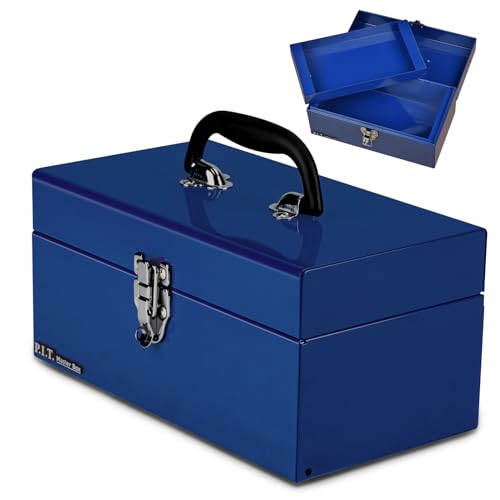 P.I.T. Metal Tool Box 12 Inch,Portable Small Toolbox with Latch,Blue - color: Blue, size: 12 Inch