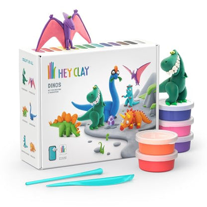 HEY CLAY Fat Brain Toys Dinosaurs, Air Dry Clay Kit with Interactive App for Kids & Tweens, Modeling Clay and Crafts Set - color: Dinos