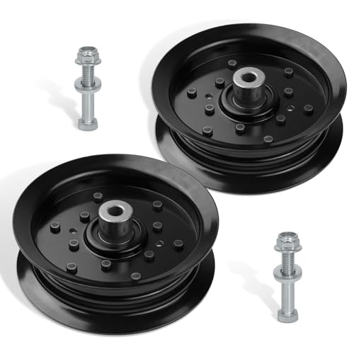 UP2WIN Flat Idler Pulley Bearing Compatible with Craftsman Husq A riens Sears Pou LAN Riding Lawn Mower Tractor with 42" 46" 48" 54” Deck, Replace 197379, 196106, 2 Pack - size: 197379_2pc