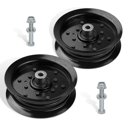 UP2WIN Flat Idler Pulley Bearing Compatible with Craftsman Husq A riens Sears Pou LAN Riding Lawn Mower Tractor with 42" 46" 48" 54” Deck, Replace 197379, 196106, 2 Pack - size: 197379_2pc